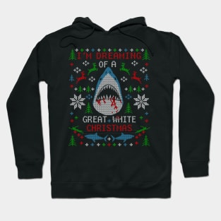 I'm Dreaming of a Great White Christmas Shark Ugly Christmas Sweater Hoodie